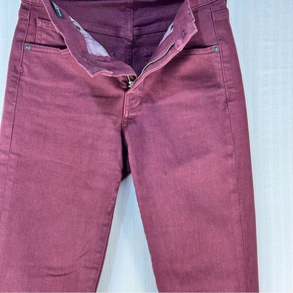 Veronica Beard Beverly Skinny Flare High-Rise Burgundy Red Denim Jeans Size 24 - Picture 5 of 10